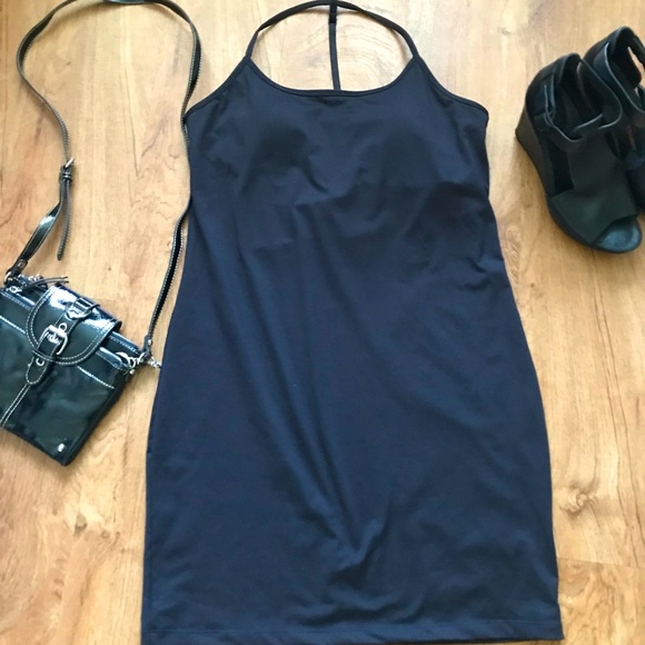 Fabletics Black Dress w/ T-Back with Straps Built N Bra Great for Causal Outing - Picture 4 of 7